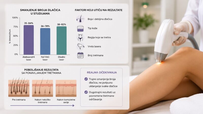 Prikaz laserske epilacije i dugoročnog smanjenja broja dlačica nakon više tretmana